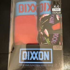 Dixxon Premium Boxer Briefs -Two Pair One Red and One Black Party Print Size XL
